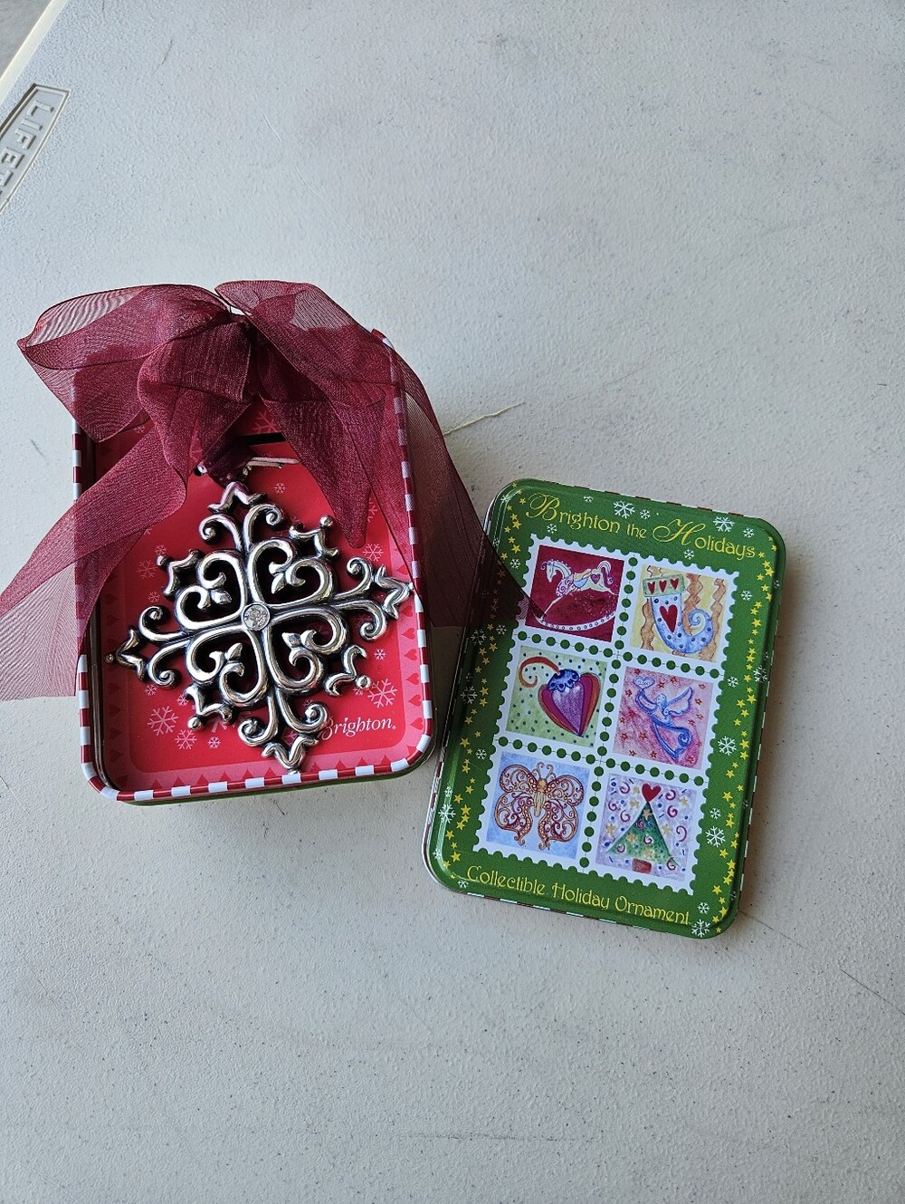 Brighton Silver Filigree Holiday Ornament with Gift Tin